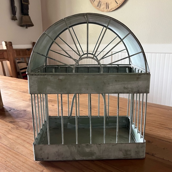 Vintage Green Metal Decorative Birdcage - Picture 3 of 10